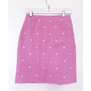 TALBOTS Sz 6P Gingham w/ Embroidered Limes Skirt